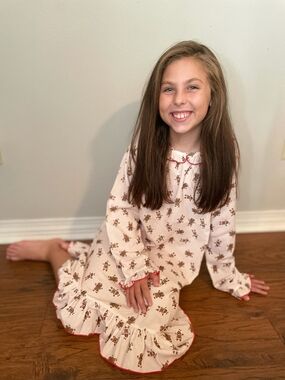New Sweet Dreams Kids Nightgown with Brown Gingerbread Print